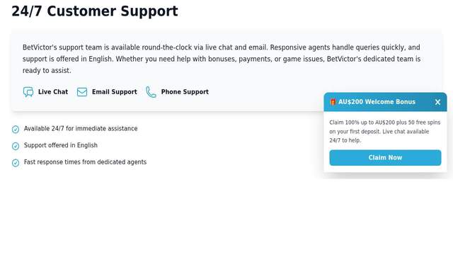 BetVictor AU casino screenshot